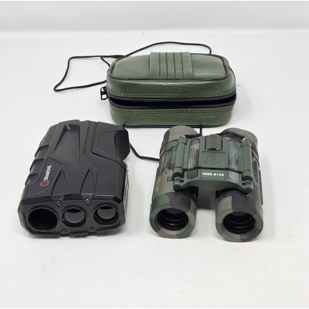 Simmons LRF 600 Laser Rangefinder + Tasco 1139 Camo Binoculars Hunting Lot